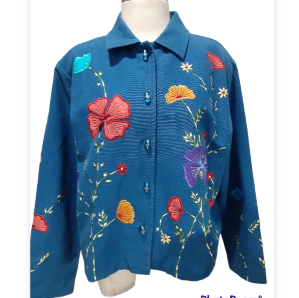 VINTAGE Daniel K 100% cotton embroidered Jacket size L - Picture 2 of 12